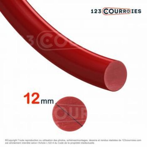 Courroie ronde thermosoudable rouge diamètre 12 mm