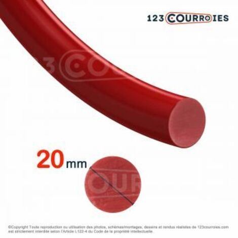 Courroie ronde thermosoudable rouge diamètre 20 mm