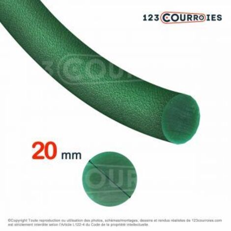 Courroie ronde thermosoudable verte diamètre 20 mm