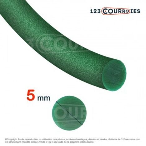 Courroie ronde thermosoudable verte diamètre 5 mm Référence CR5-VERT