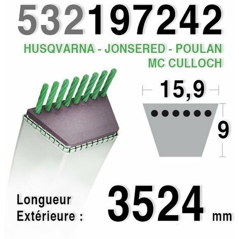 Courroie spécifique HUSQVARNA - JONSERED - MC CULLOCH - POULAN - 197242 - 532197242
