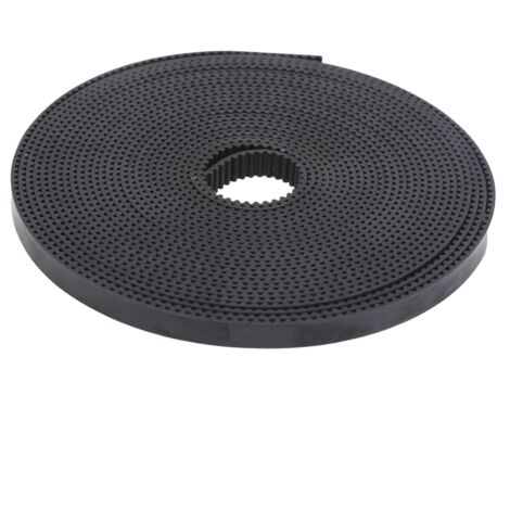 Courroie synchrone PU 2GT-6mm avec âme acier, noire, 5m / 16,4 pieds, pour usage industriel