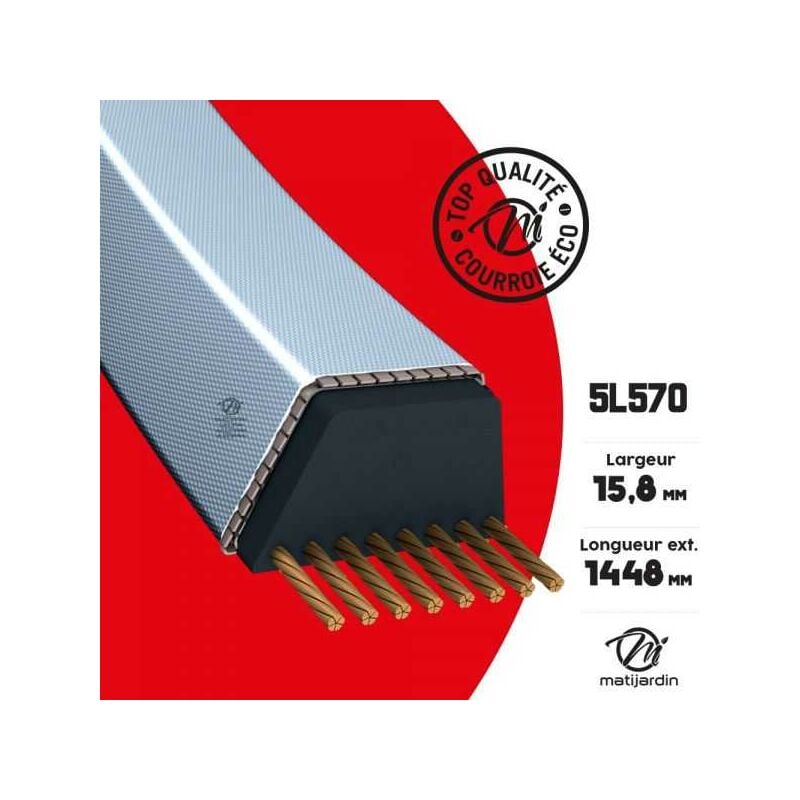 Matijardin - Courroie tondeuse 5L570 prix éco, Kevlar Trapézoïdale - 15,8 mm x 1448 mm
