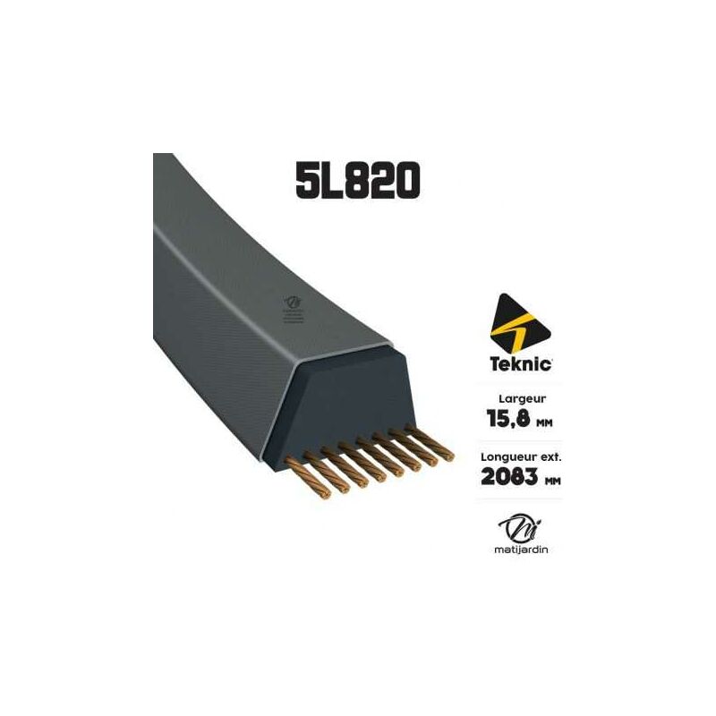 Courroie tondeuse 5L820 Teknic Kevlar Trapézoïdale - 15,8 mm x 2083 mm