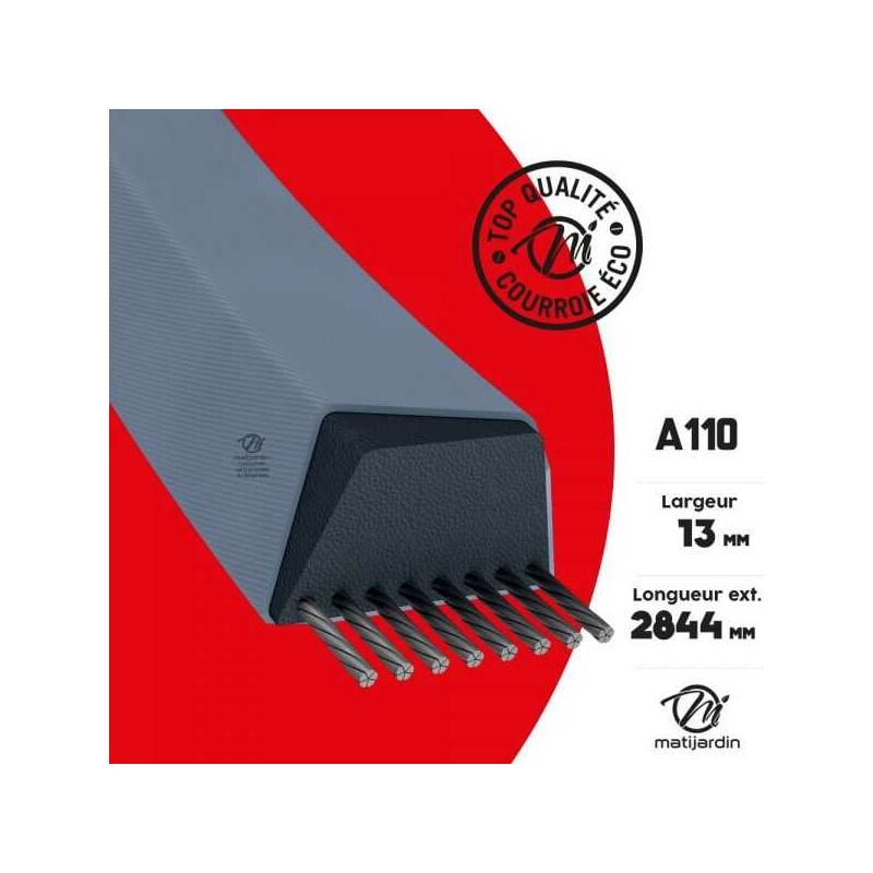 Matijardin - Courroie tondeuse A110 prix éco, Trapézoïdale - 13 mm x 2844 mm