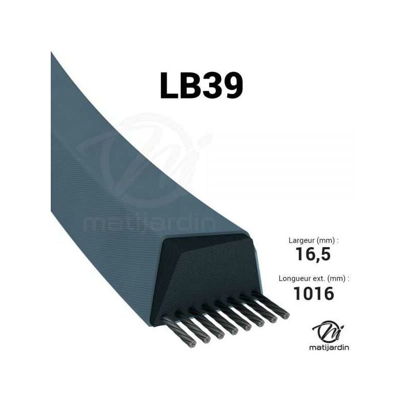 Courroie tondeuse Mitsuboshi LB39 - 16,5 x 1016 mm