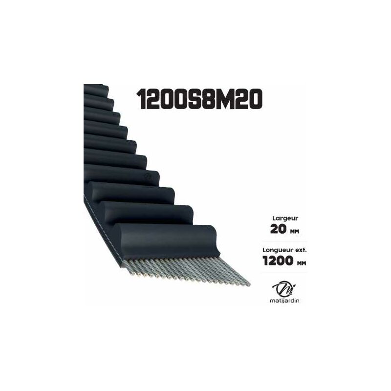 Courroie tondeuse Simple Denture 1200-8M20 - 20 mm x 1200 mm