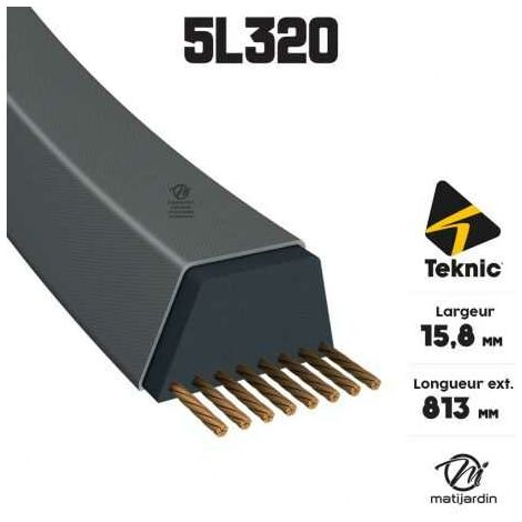 Courroie tondeuse Tiger Belts 5L320 kevlar trapézoïdale  15,8 x 813 mm