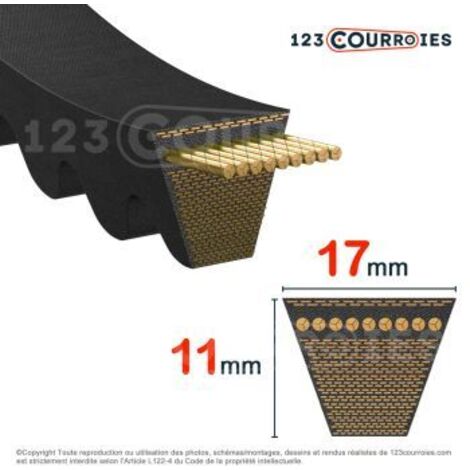 Courroie trapézoidale crantée Contitech Conti V FO BX88 17 x 2235 Li / 2280 Ld