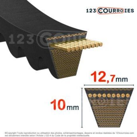 Courroie trapézoidale crantée Gates Quad Power III XPA1069