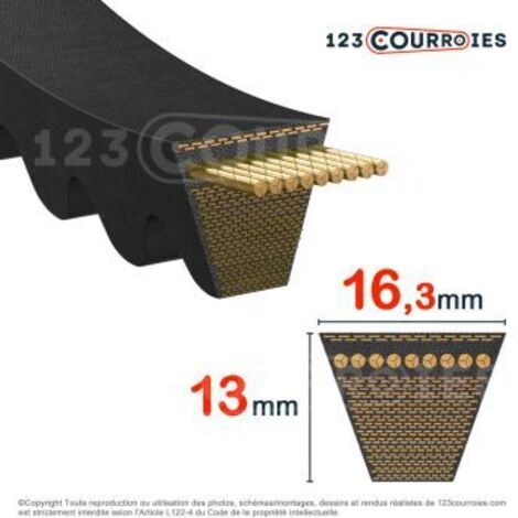 Courroie trapézoidale crantée Gates Quad Power III XPB2186