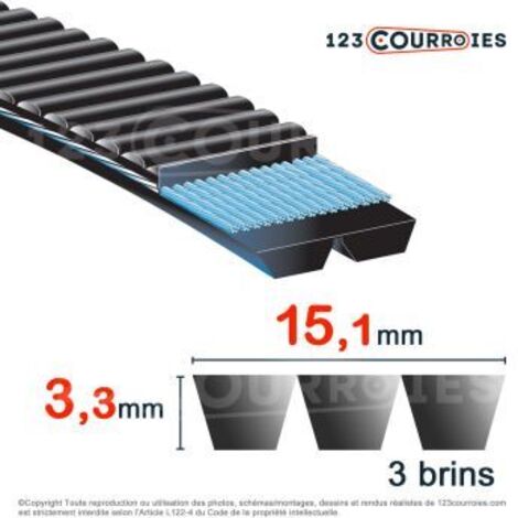 Courroie trapézoïdale polyuréthane Bando Banflex 3-5MS518