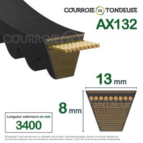 Courroie type trapézoïdale crantée AX132