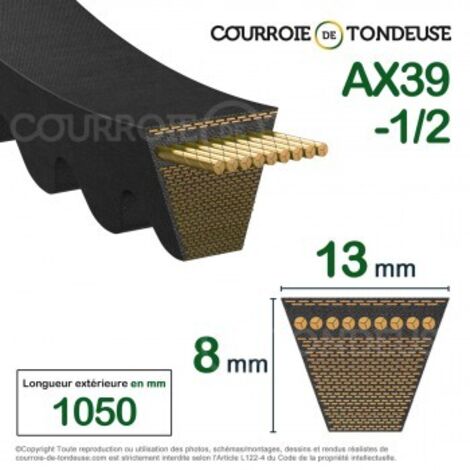 Courroie type trapézoïdale crantée AX39-1/2