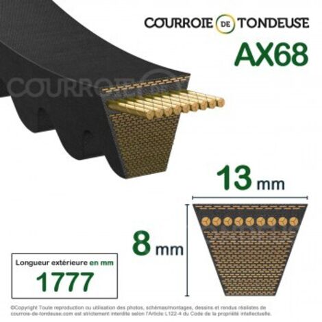 Courroie type trapézoïdale crantée AX68