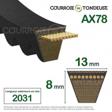 Courroie type trapézoïdale crantée AX78