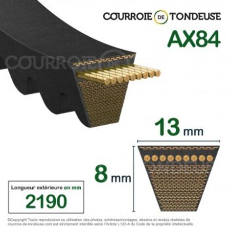 Courroie type trapézoïdale crantée AX84