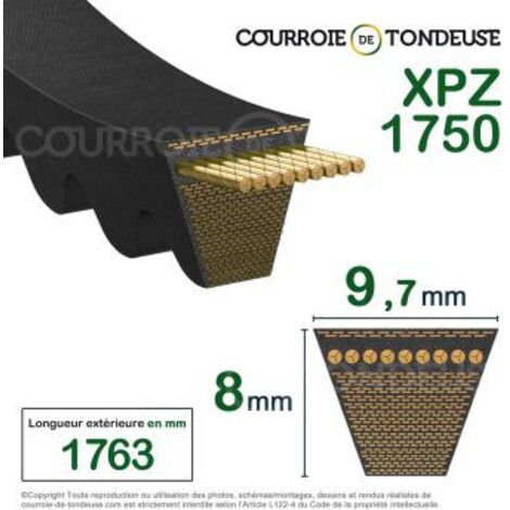 Courroie type trapézoïdale crantée XPZ1750