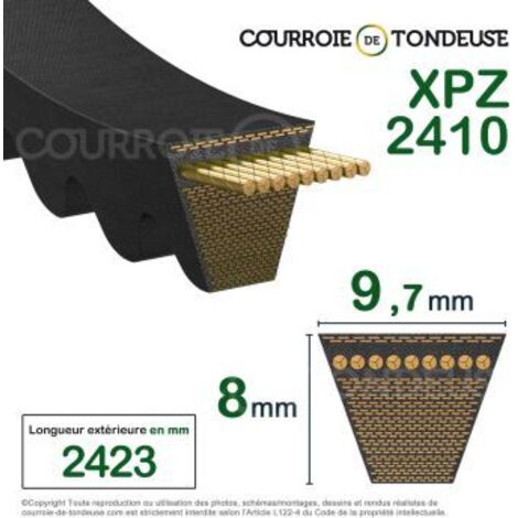 Courroie type trapézoïdale crantée XPZ2410