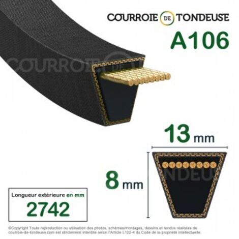 Courroie type trapézoïdale lisse A106