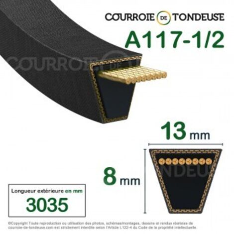 Courroie type trapézoïdale lisse A117-1/2