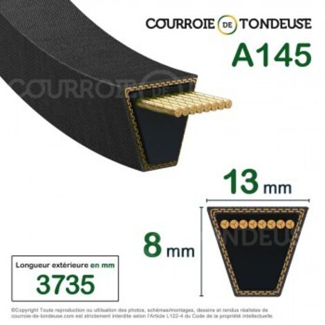Courroie type trapézoïdale lisse A145