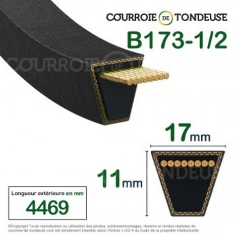 Courroie type trapézoïdale lisse B173-1/2