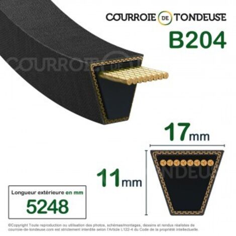 Courroie type trapézoïdale lisse B204