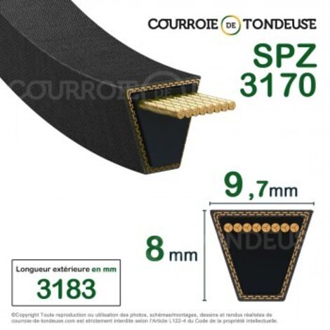 Courroie type trapézoïdale lisse SPZ3170