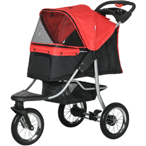 Court-blocheur pour chiens et chats. Conçu pour être plié en trois parties. Il est équipé de 3 roues. Dimensions : 109,5 x 54,5 x 106,5 cm. Couleur : rouge et noir.