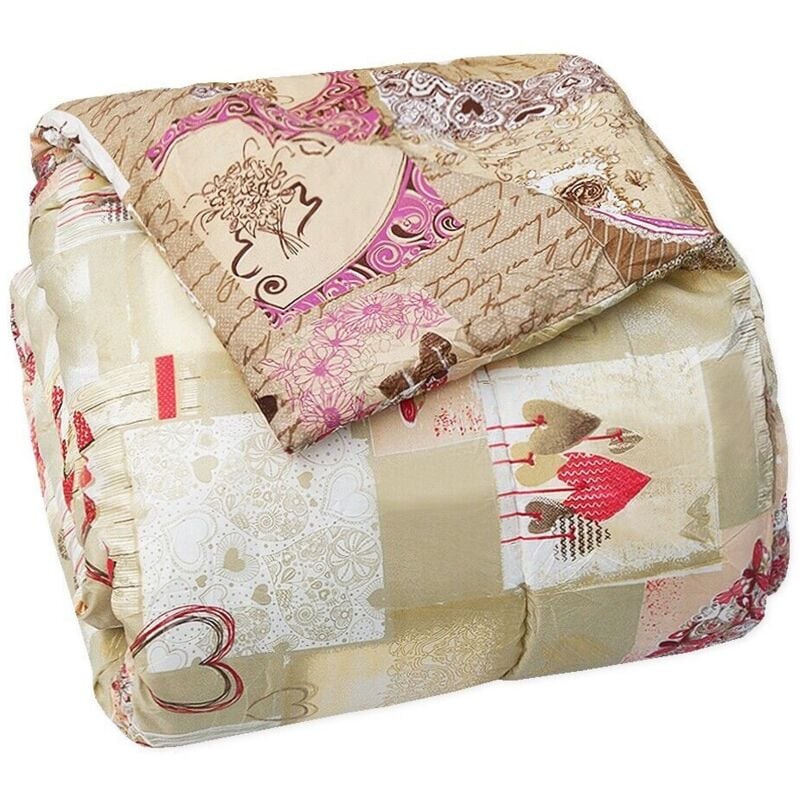 Emmevi Mv S.p.a. - Courtepointe Double Saison Printemps Hiver 200gr Soft Shabby Chic Coeurs - Rose