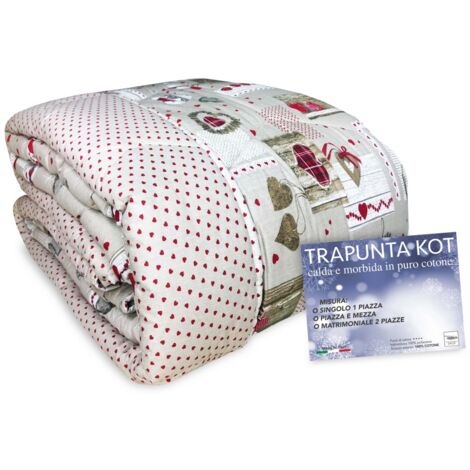 COURTEPOINTE TYROLIENNE KOT © DIS. HEART HOLLY Made In ITALY pur coton 1 CARRÉ ET DEMI