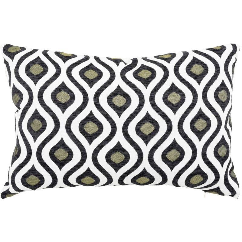 Coussin Twisted lime jacquard noir & blanc 58x38cm Atmosphera créateur d'intérieur