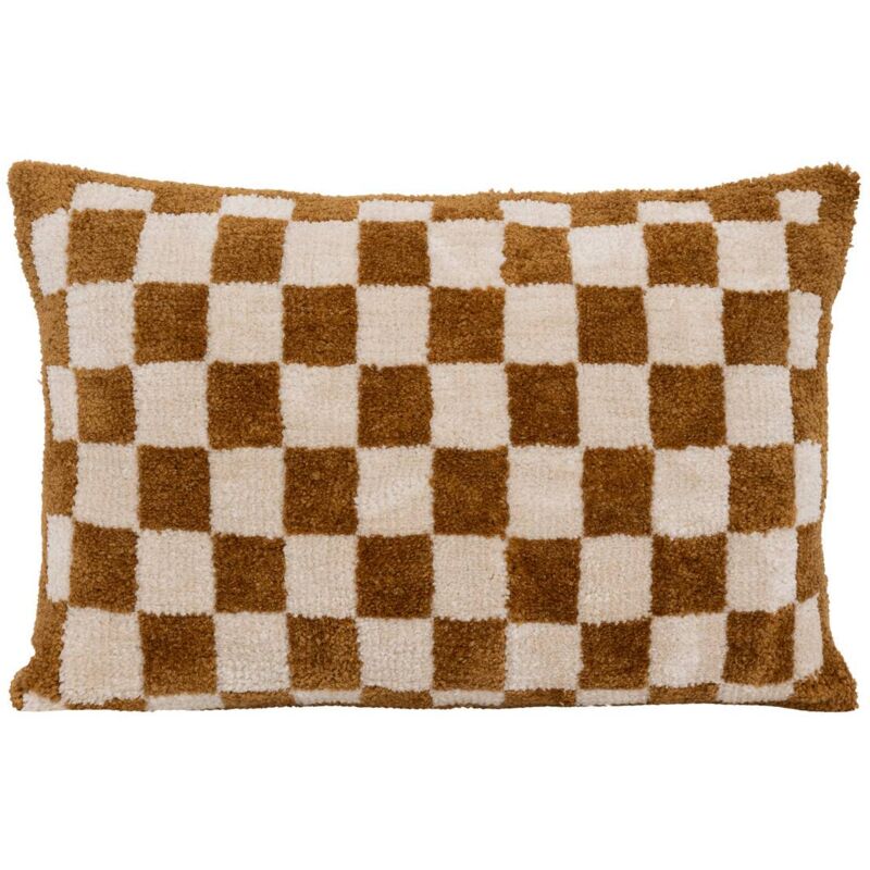 Coussin damier Itha jaune ocre 38x58cm - Atmosphera créateur d'intérieur