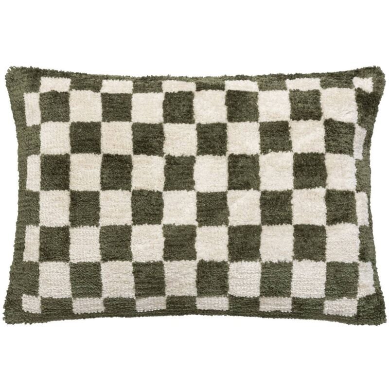 Atmosphera - Coussin damier Itha vert kaki 38x58cm créateur d'intérieur
