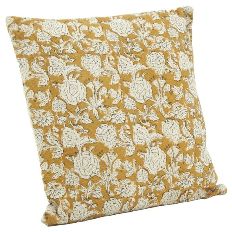 Aubry Gaspard - Coussin à fleurs jaune et blanc