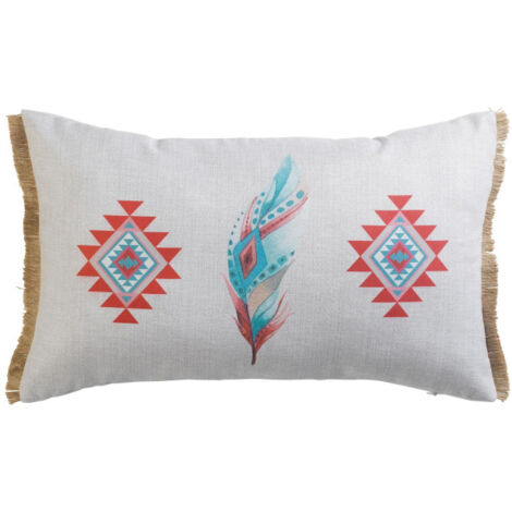 Coussin à Franges "Ayanna" 30x50cm Gris Clair