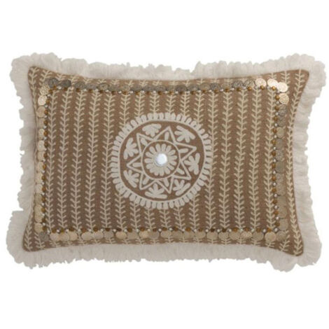 Coussin à Franges "Patron Pièces" 33x55cm Naturel