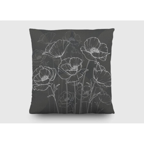 Coussin a motif a fleurs noir- 45 cm x 45 cm - Multicolor