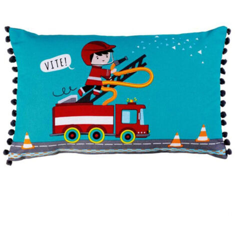 Coussin à Pompons "Flyn" 30x50cm Bleu