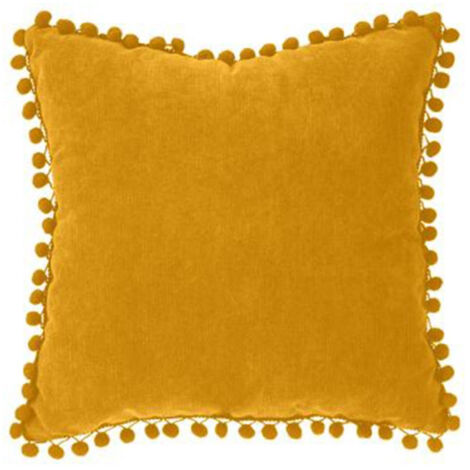 Coussin à Pompons "Jao" 40x40cm Ocre