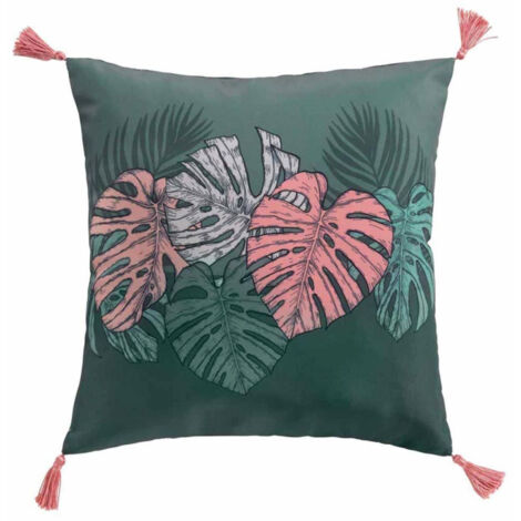 Coussin à Pompons "Jardin Intérieur" 40x40cm Vert