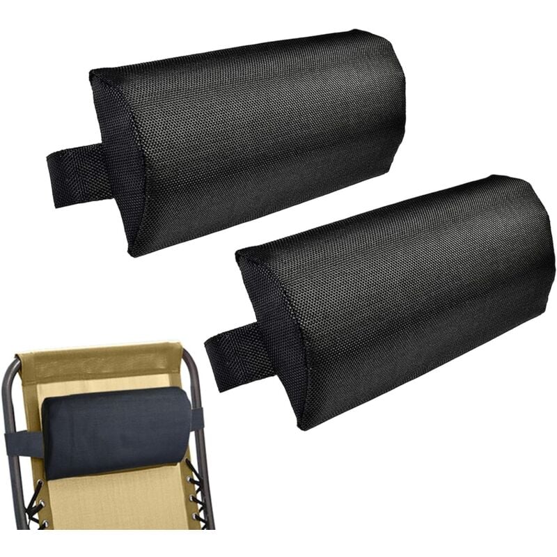 Coussin appui-tête pour chaise longue de patio 37 x 17 cm, 2 coussins inclinables ergonomiques réglables, coussin appui-tête pour chaise longue de