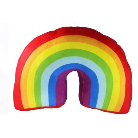 Coussin arc-en-ciel de 35,8 cm, parfait pour décorer le lit d'une fille. Coussin décoratif en peluche pour canapés et chaises.