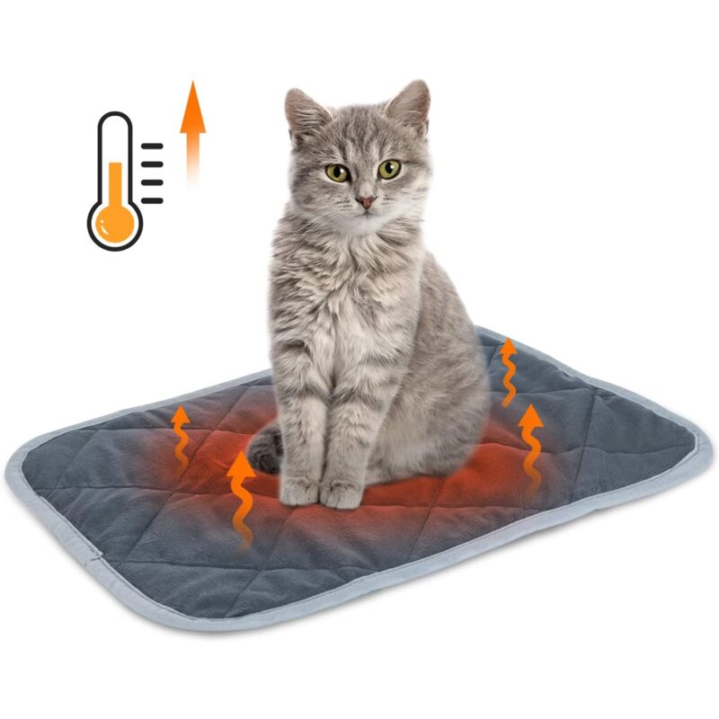 Coussin Auto-Chauffant pour Chat & Chien, Chiot Tapis Chauffant pour Animaux Lavable Anti-dérapant, Doux Peluche Couverture Thermique, Écologique