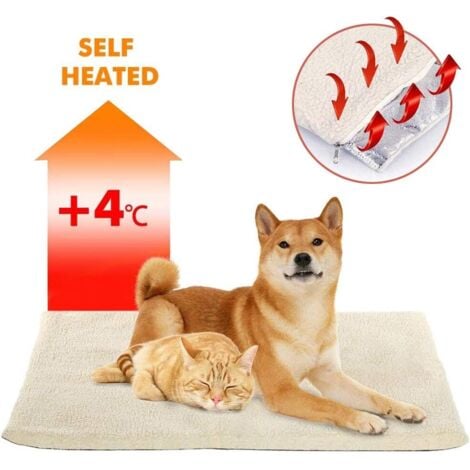 LITZEE Coussin auto-chauffant pour chat chien,Couverture chauffante Thermique 60x45 cm Sans électricité & batteries