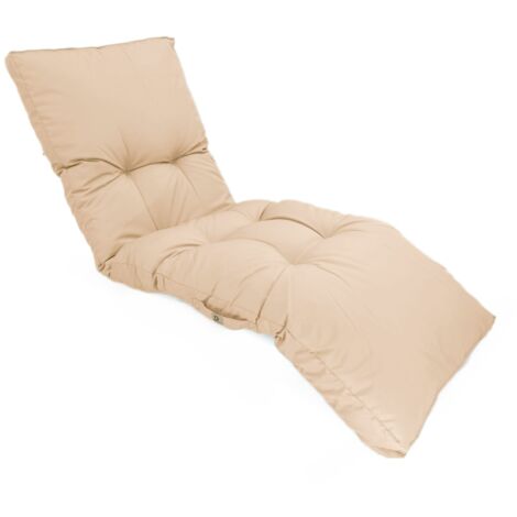 Coussin bain de soleil 185 x 55 cm – Polyester et coton peigné – Traitement déperlant – 5 attaches de fixation