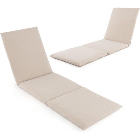 Coussin Bain de Soleil, Coussin Épais pour Chaise Longue d'Extérieur, Matelas Pliable pour Transat Extérieur, 182 x 59 x 4,5 cm (Beige,2)