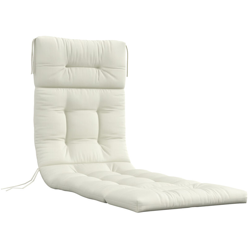 Outsunny - Coussin bain de soleil - coussin matelassé chaise longue - dim. 200L x 60l cm - ép. 13 cm - attaches - polyester crème