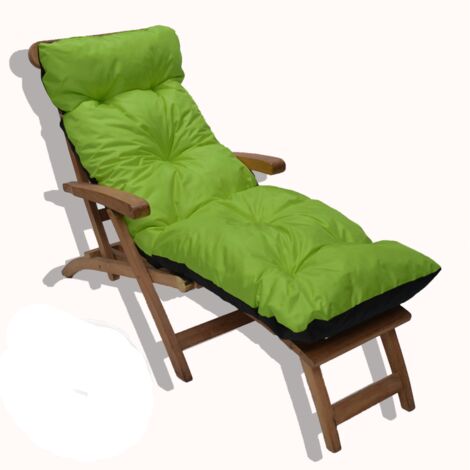 Coussin bain de soleil imperméable réversible anis et noir – Conçu pour abords de piscine – Séchage rapide – 200x60cm